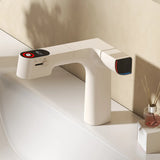 Digital Brass Rectangular White Touch Bathroom Sink Faucet Image - 1