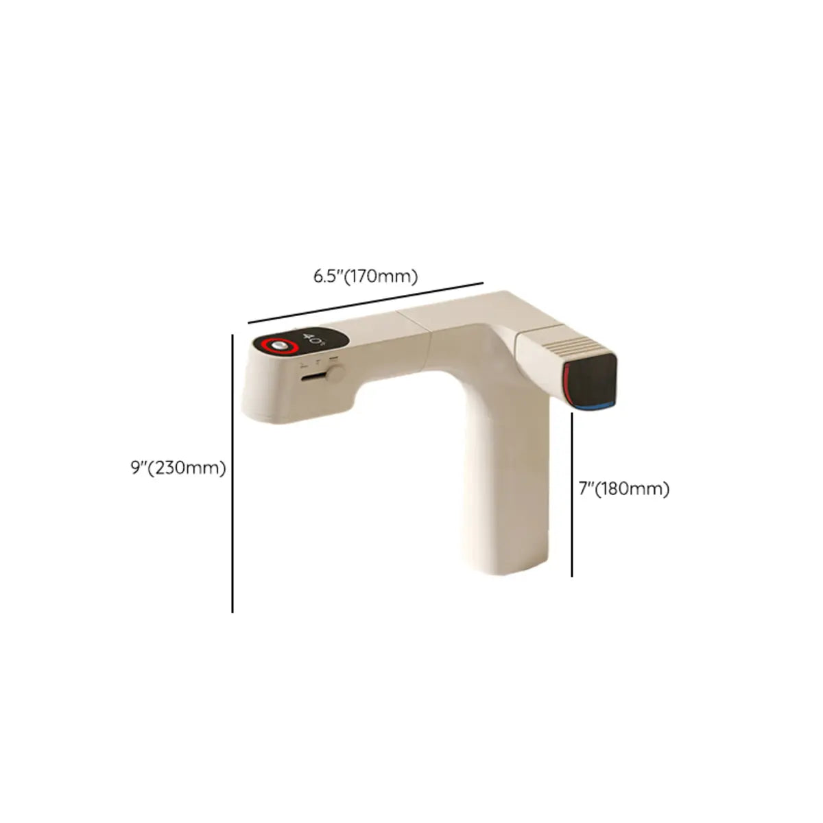 Digital Brass Rectangular White Touch Bathroom Sink Faucet Image - 12