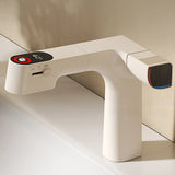 Digital Brass Rectangular White Touch Bathroom Sink Faucet Image - 4