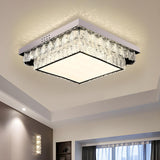 Dimmable Chrome Square Crystal LED Flush Mount Light Image - 1