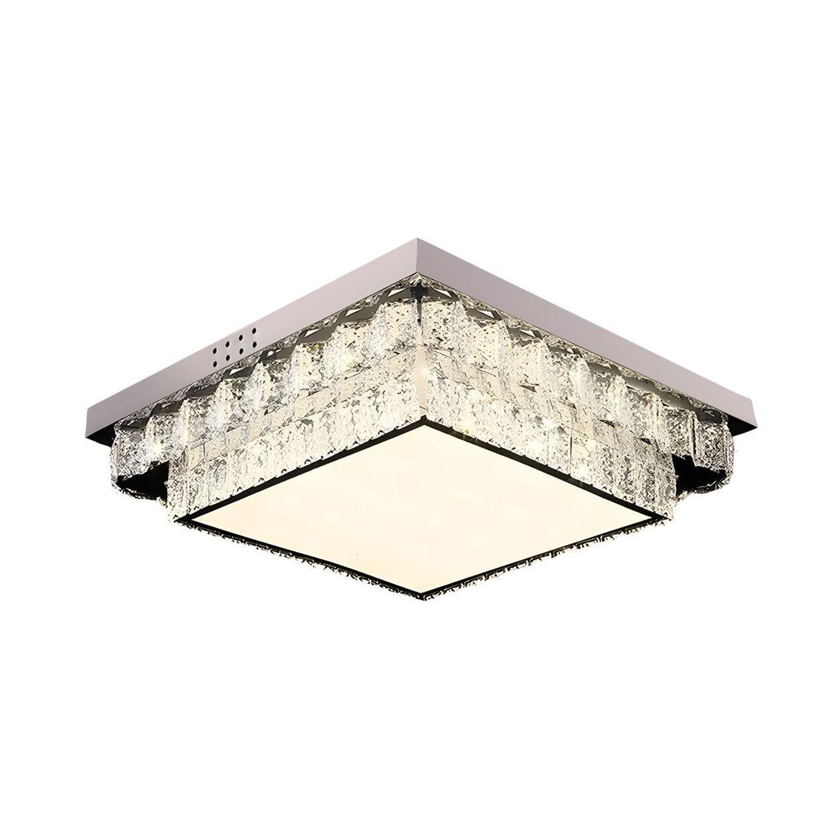 Dimmable Chrome Square Crystal LED Flush Mount Light Image - 3