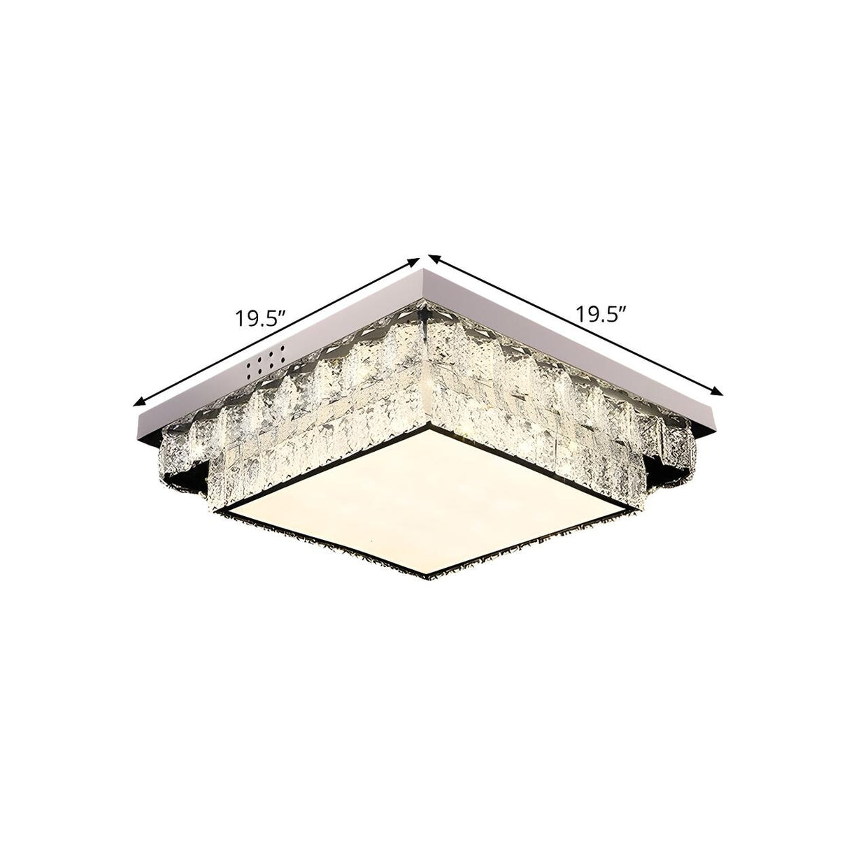 Dimmable Chrome Square Crystal LED Flush Mount Light 