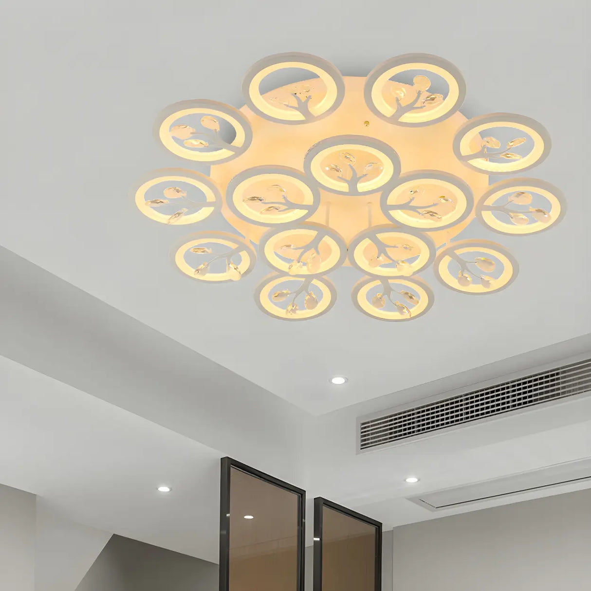 Dimmable Round Branch Flush Mount Ceiling Light 5-Light Image - 13