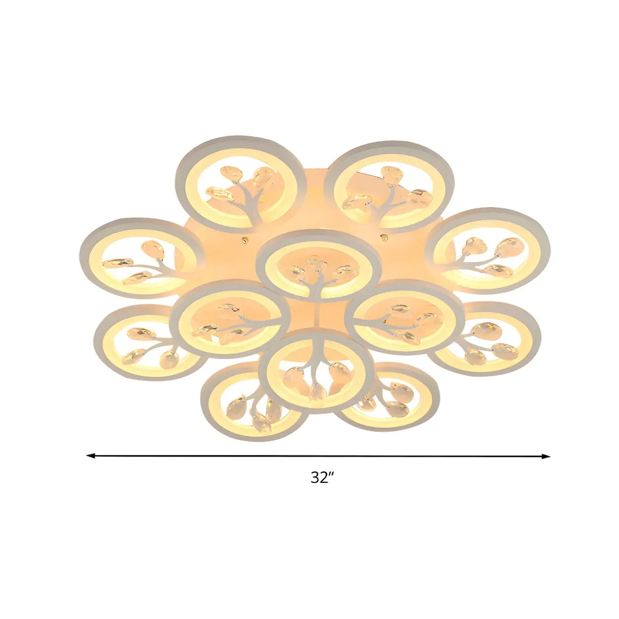 Dimmable Round Branch Flush Mount Ceiling Light 5-Light Image - 18