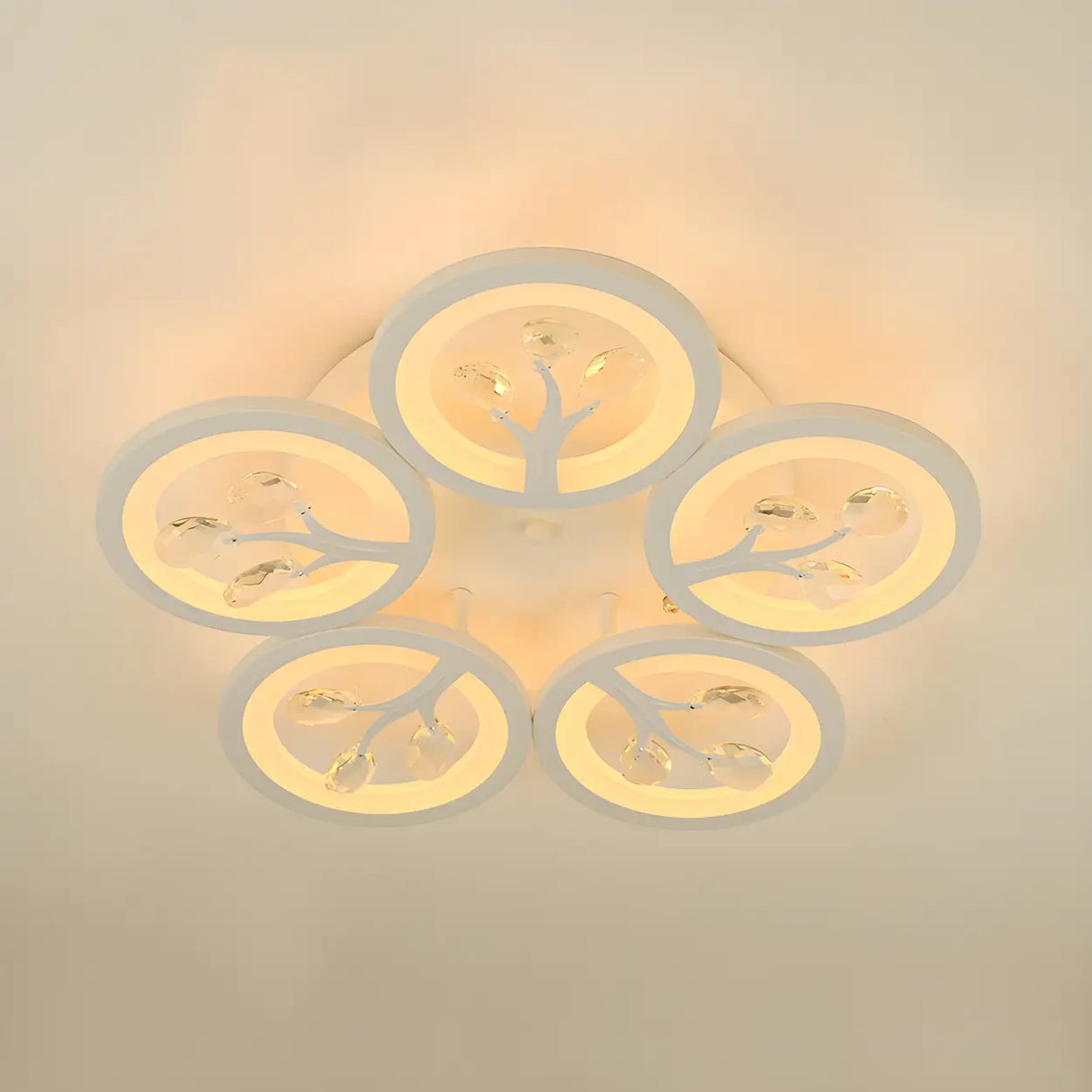 Dimmable Round Branch Flush Mount Ceiling Light 5-Light Image - 2