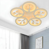 Dimmable Round Branch Flush Mount Ceiling Light 5-Light Image - 3