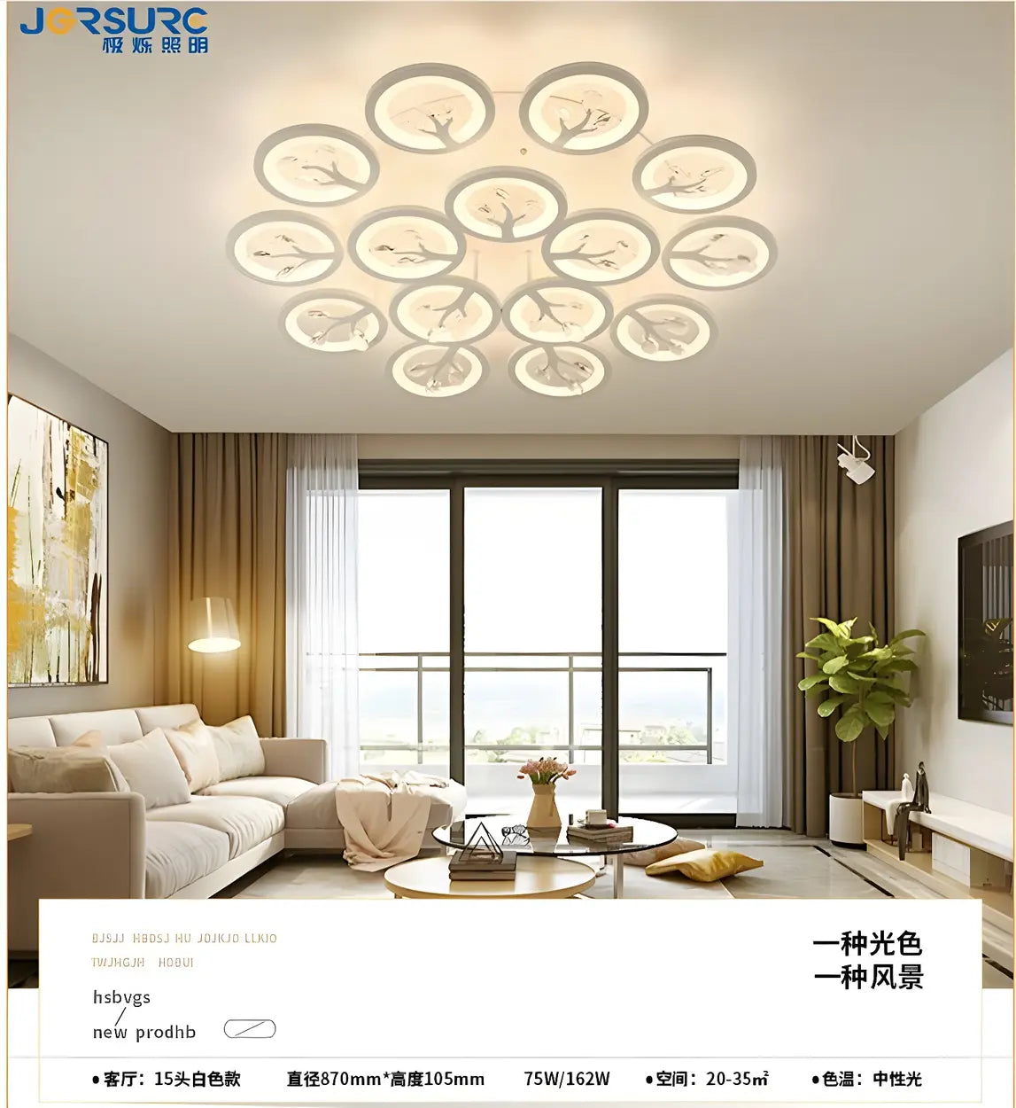 Dimmable Round Branch Flush Mount Ceiling Light 5-Light Image - 4