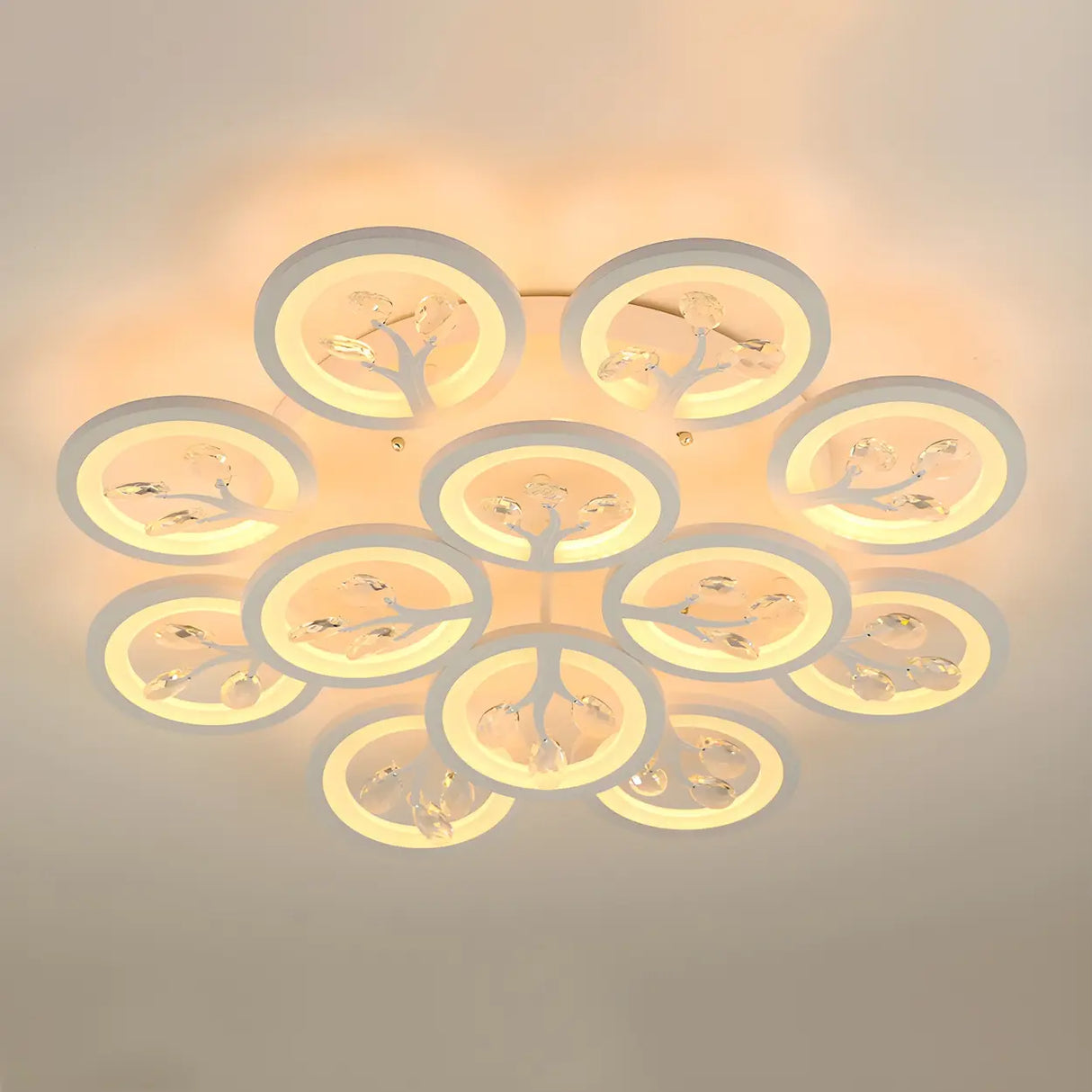 Dimmable Round Branch Flush Mount Ceiling Light 5-Light Image - 7