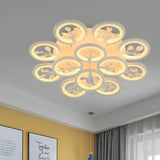 Dimmable Round Branch Flush Mount Ceiling Light 5-Light Image - 9