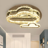 Dimmable Tiered Cloud Crystal LED Semi-Flush Mount Lamp Image - 2