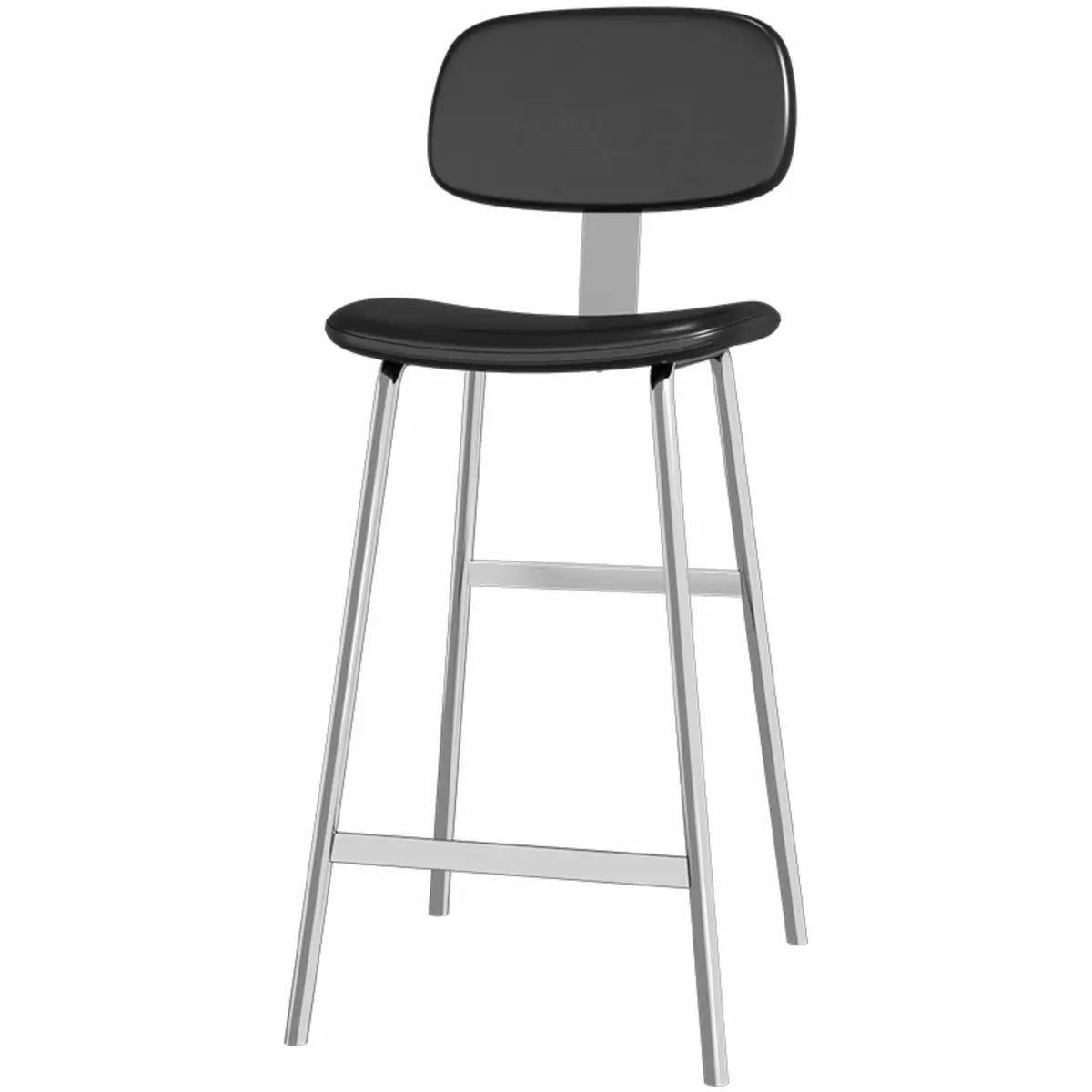 Dining Chrome Base Saddle Leather Footrest Bar Stool Image - 10