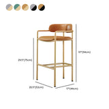 Dining Orange Rectangle Faux Leather Metal Bar Stool #size