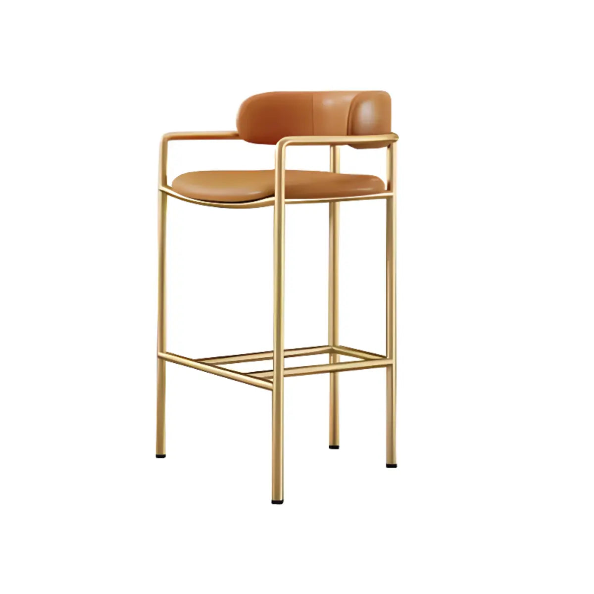 Dining Orange Rectangle Faux Leather Metal Bar Stool Image - 5