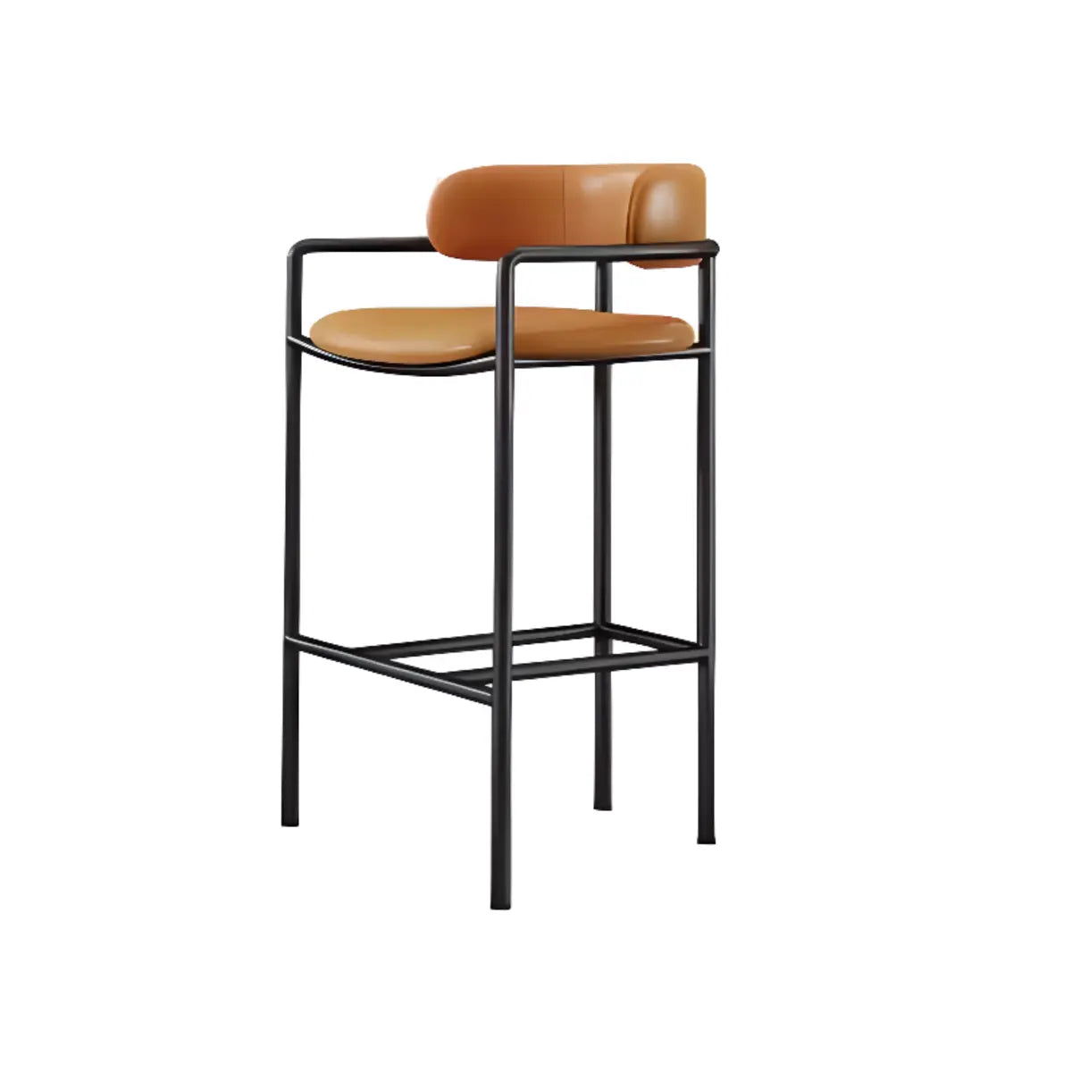 Dining Orange Rectangle Faux Leather Metal Bar Stool Image - 7