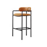 Dining Orange Rectangle Faux Leather Metal Bar Stool Image - 7