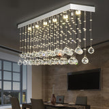 Dining Rectangle Crystal Bead Pendant Flush Mount Light Image - 1