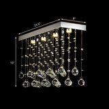 Dining Rectangle Crystal Bead Pendant Flush Mount Light Image - 10