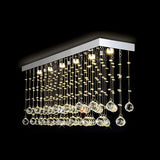 Dining Rectangle Crystal Bead Pendant Flush Mount Light Image - 3