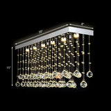 Dining Rectangle Crystal Bead Pendant Flush Mount Light Image - 4