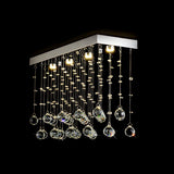 Dining Rectangle Crystal Bead Pendant Flush Mount Light Image - 9