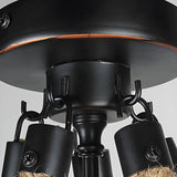 Dining Room Black Bowl Rope Cage Semi-Flush Mount Light Image - 4