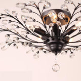 Dining Room Black Branch Crystal Semi-Flush Mount Light Image - 15