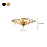 Dining Room Black Branch Crystal Semi-Flush Mount Light #size