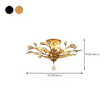 Dining Room Black Branch Crystal Semi-Flush Mount Light Image - 18