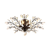 Dining Room Black Branch Crystal Semi-Flush Mount Light Image - 5