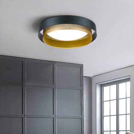 Dining Room Black Double Circle Flush Mount Light Image - 1