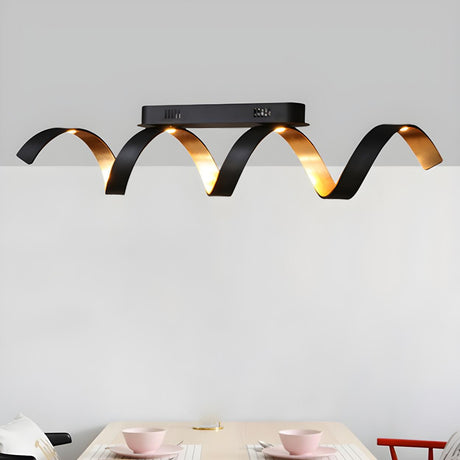 Dining Room Black Twisted LED Semi-Flush Mount Light Image - 1