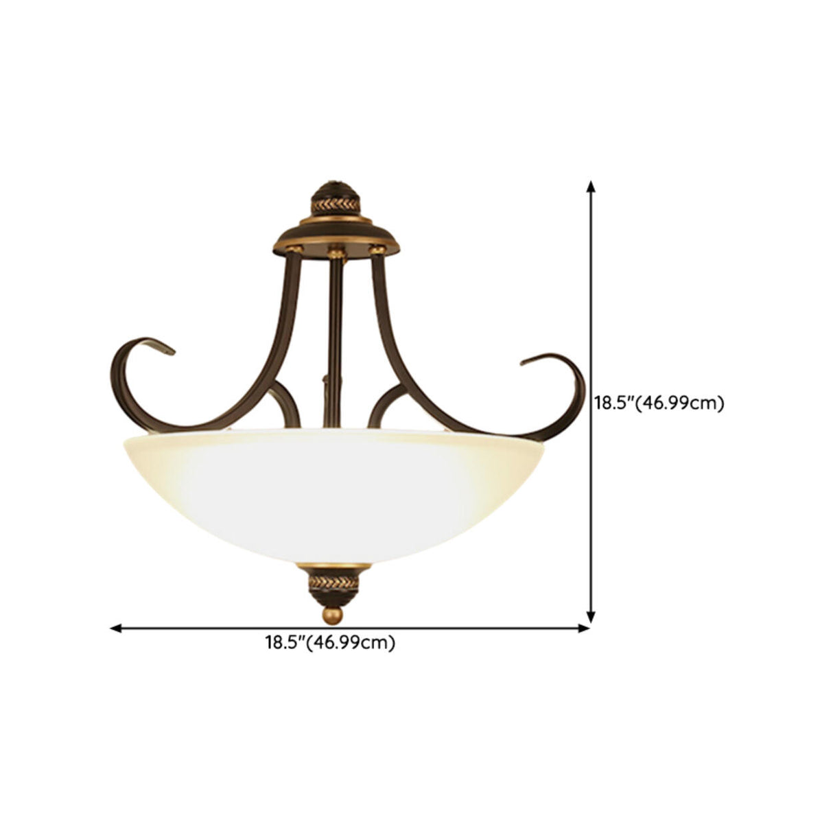 Dining Room Brass Bowl-Shaped Semi-Flush Mount Light Image - 11