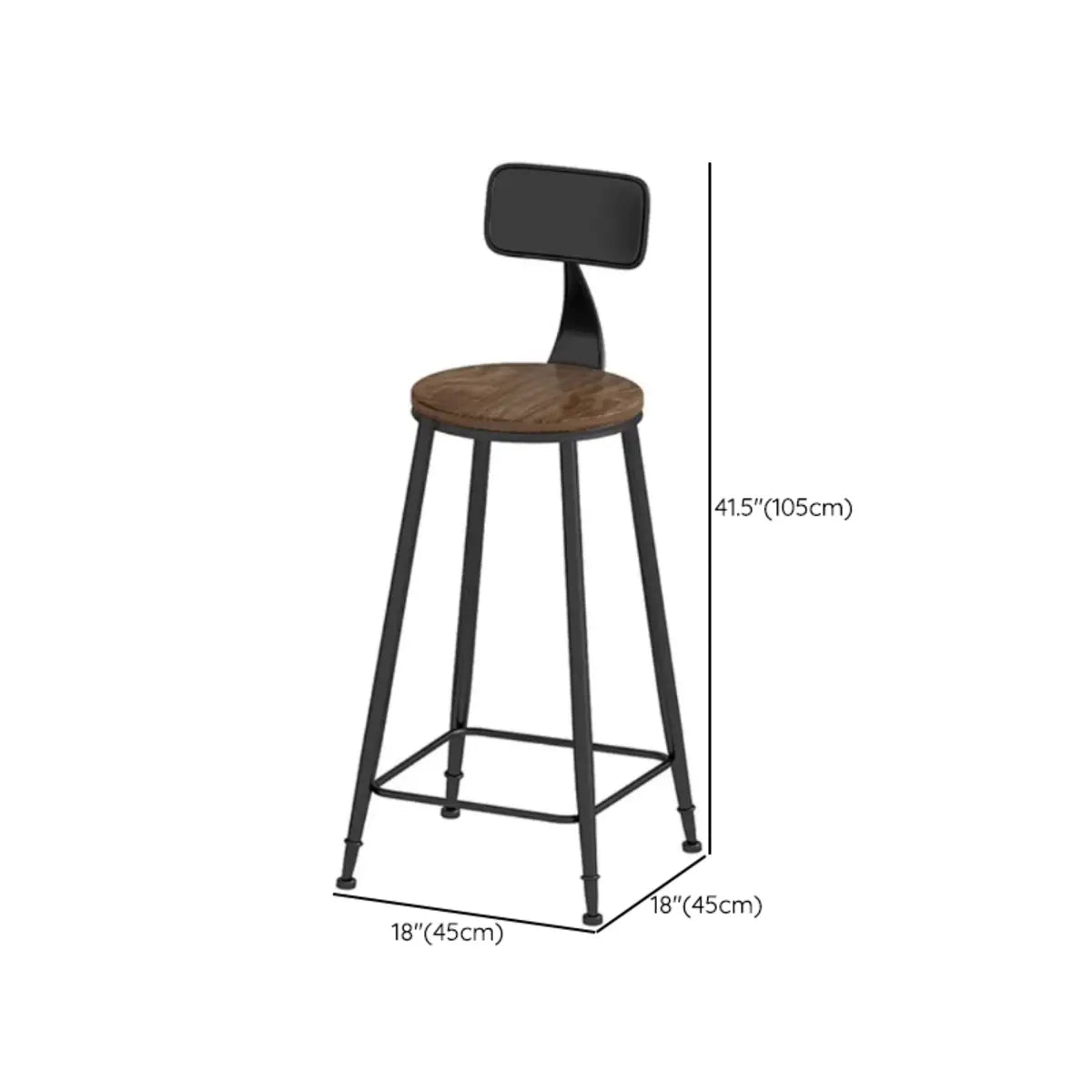 Dining Room Brown Round Iron Base Backless Bar Stool Image - 10