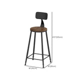 Dining Room Brown Round Iron Base Backless Bar Stool Image - 10