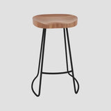 Dining Room Brown Round Iron Base Backless Bar Stool Image - 6