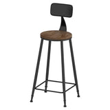 Dining Room Brown Round Iron Base Backless Bar Stool Image - 7