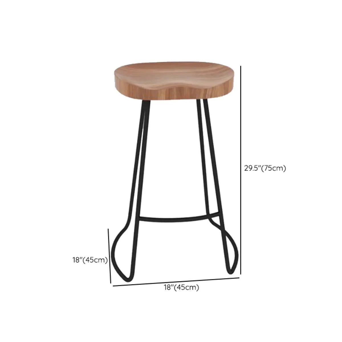 Dining Room Brown Round Iron Base Backless Bar Stool 