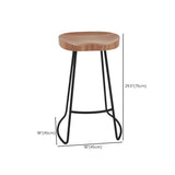 Dining Room Brown Round Iron Base Backless Bar Stool #size