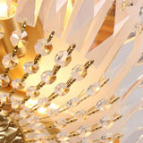 Dining Room Gold Crystal Flush Mount Ceiling Light Image - 11