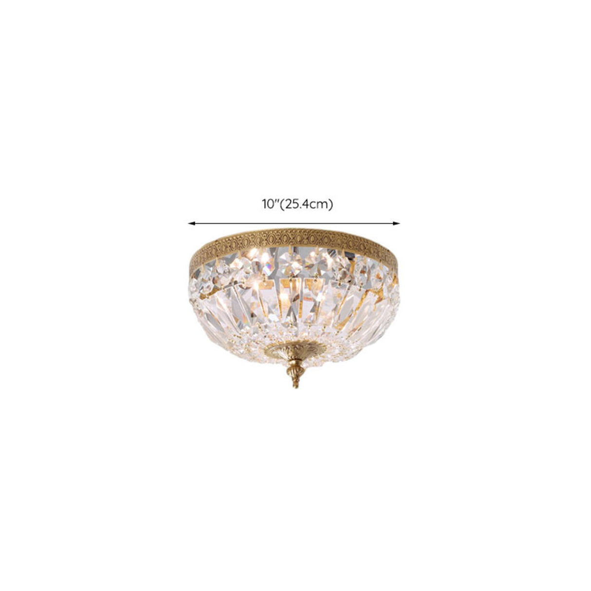 Dining Room Gold Crystal Flush Mount Ceiling Light 