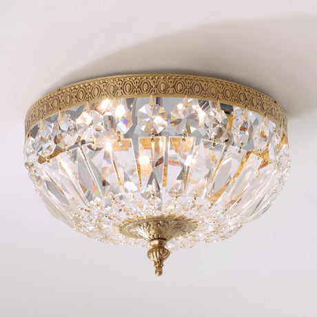 Dining Room Gold Crystal Flush Mount Ceiling Light Image - 2