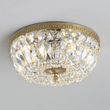 Dining Room Gold Crystal Flush Mount Ceiling Light Image - 3