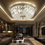 Dining Room Gold Crystal Flush Mount Ceiling Light Image - 6