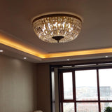 Dining Room Gold Crystal Flush Mount Ceiling Light Image - 9