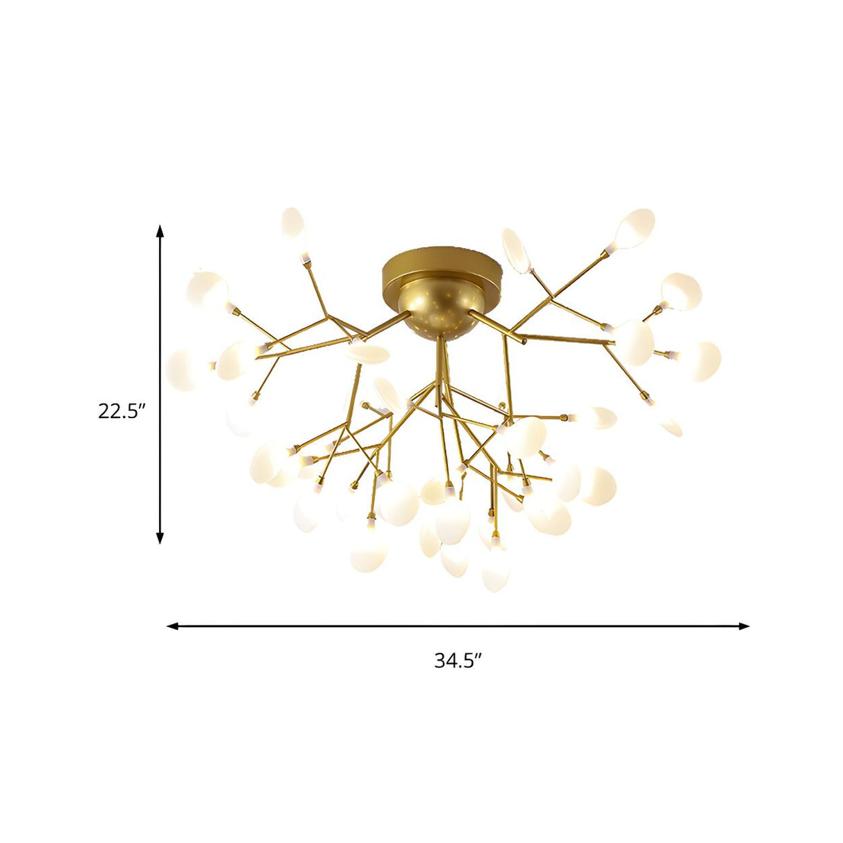 Dining Room Gold Dandelion Glass Semi-Flush Mount Light Image - 10