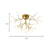 Dining Room Gold Dandelion Glass Semi-Flush Mount Light Image - 10