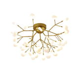 Dining Room Gold Dandelion Glass Semi-Flush Mount Light Image - 12