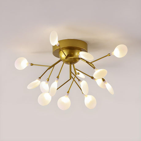 Dining Room Gold Dandelion Glass Semi-Flush Mount Light Image - 2