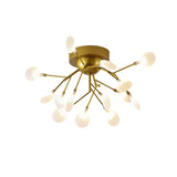 Dining Room Gold Dandelion Glass Semi-Flush Mount Light Image - 3