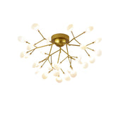 Dining Room Gold Dandelion Glass Semi-Flush Mount Light Image - 6